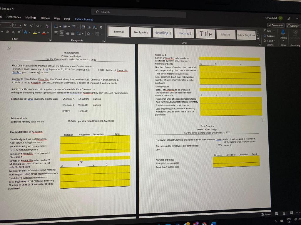 Required Using the data from schedules provided: a. | Chegg.com