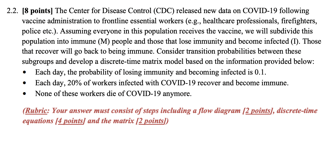 Solved 2.2. [8 points] The Center for Disease Control (CDC) | Chegg.com