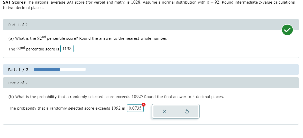 Solved SAT Scores The national average SAT score (for verbal