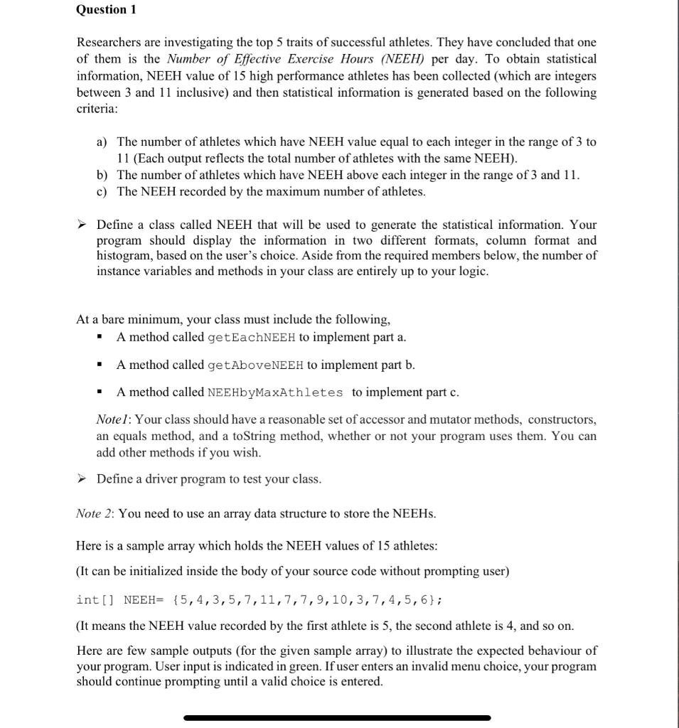 Solved How to code in java where a class should have a | Chegg.com