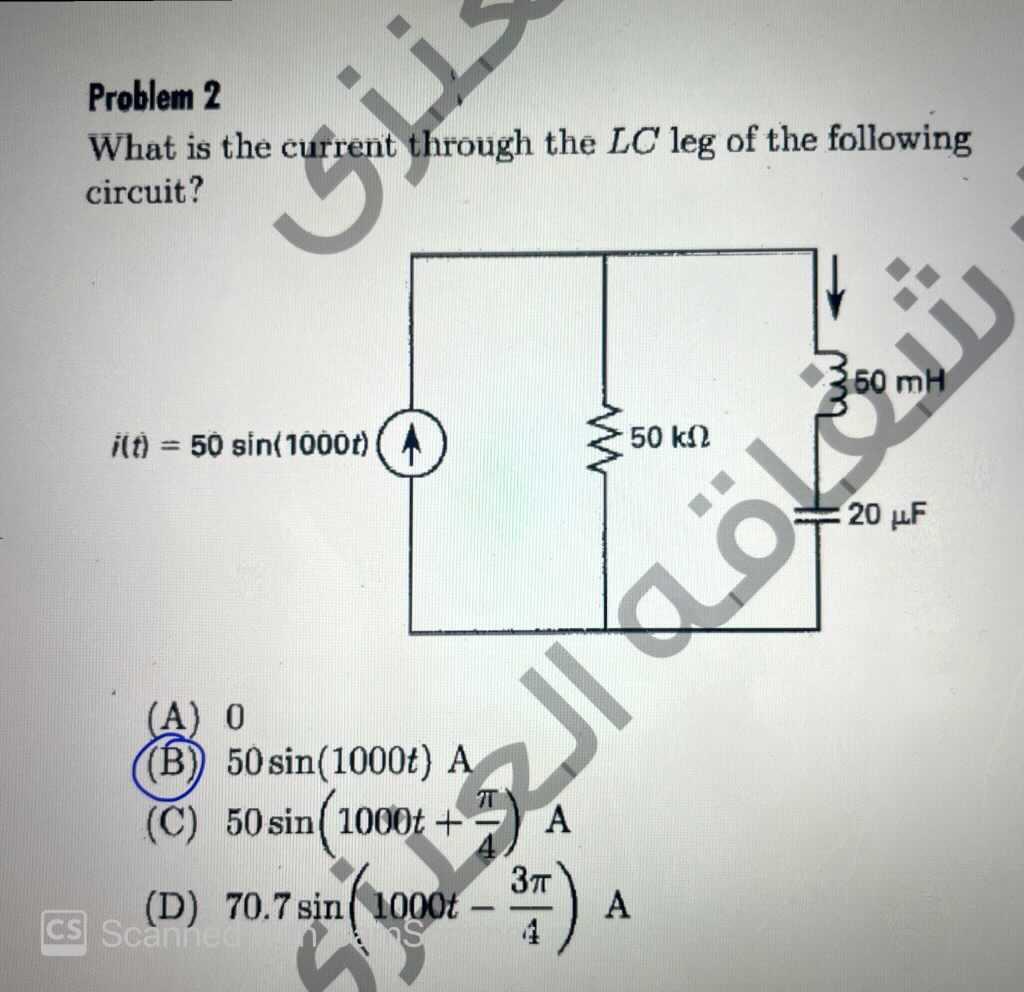 Solved Problem 2 What is the current through the LC leg of | Chegg.com