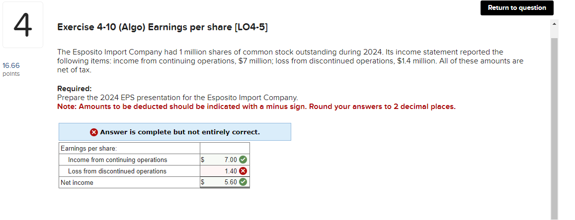 Solved The Esposito Import Company Had 1 Million Shares Of | Chegg.com