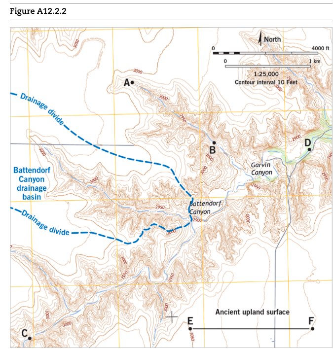 Solved Figure A12.2.2 North Non 4000 ft 1 km 2050 A 1:25,000 | Chegg.com