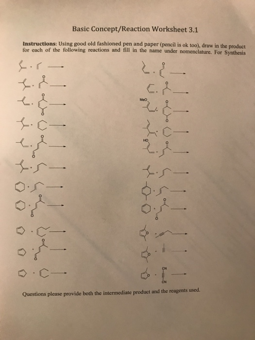 Solved: Basic Concept/Reaction Worksheet 3.1 Instructions:... | Chegg.com