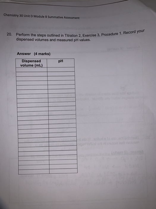 AVET Chemistry 30 Unit D Module 8 Summative Chegg