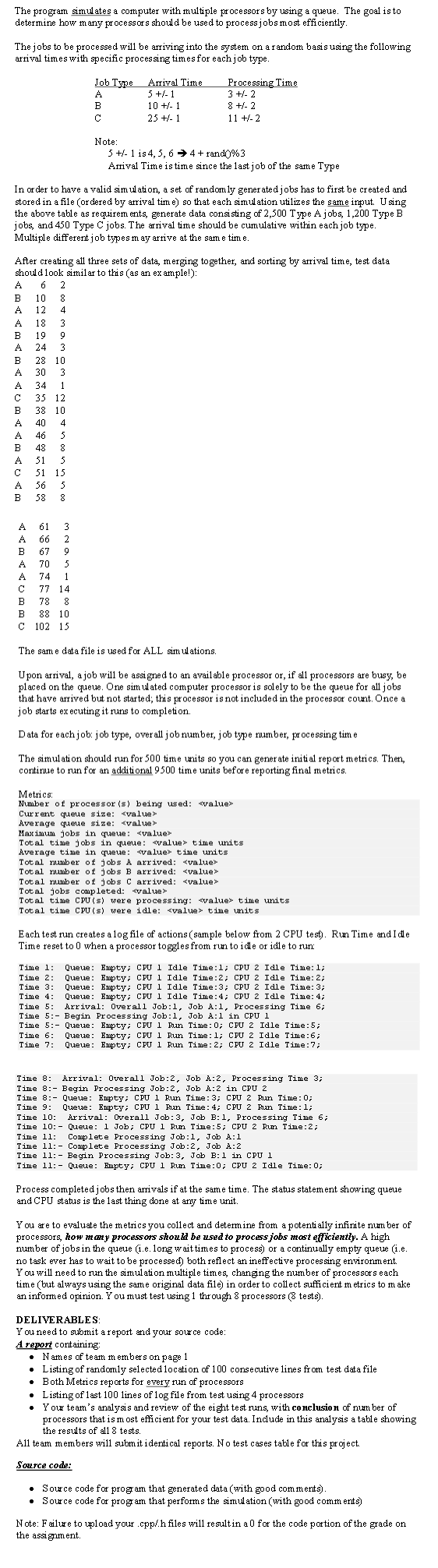 Solved The program simulates a computer with multiple | Chegg.com
