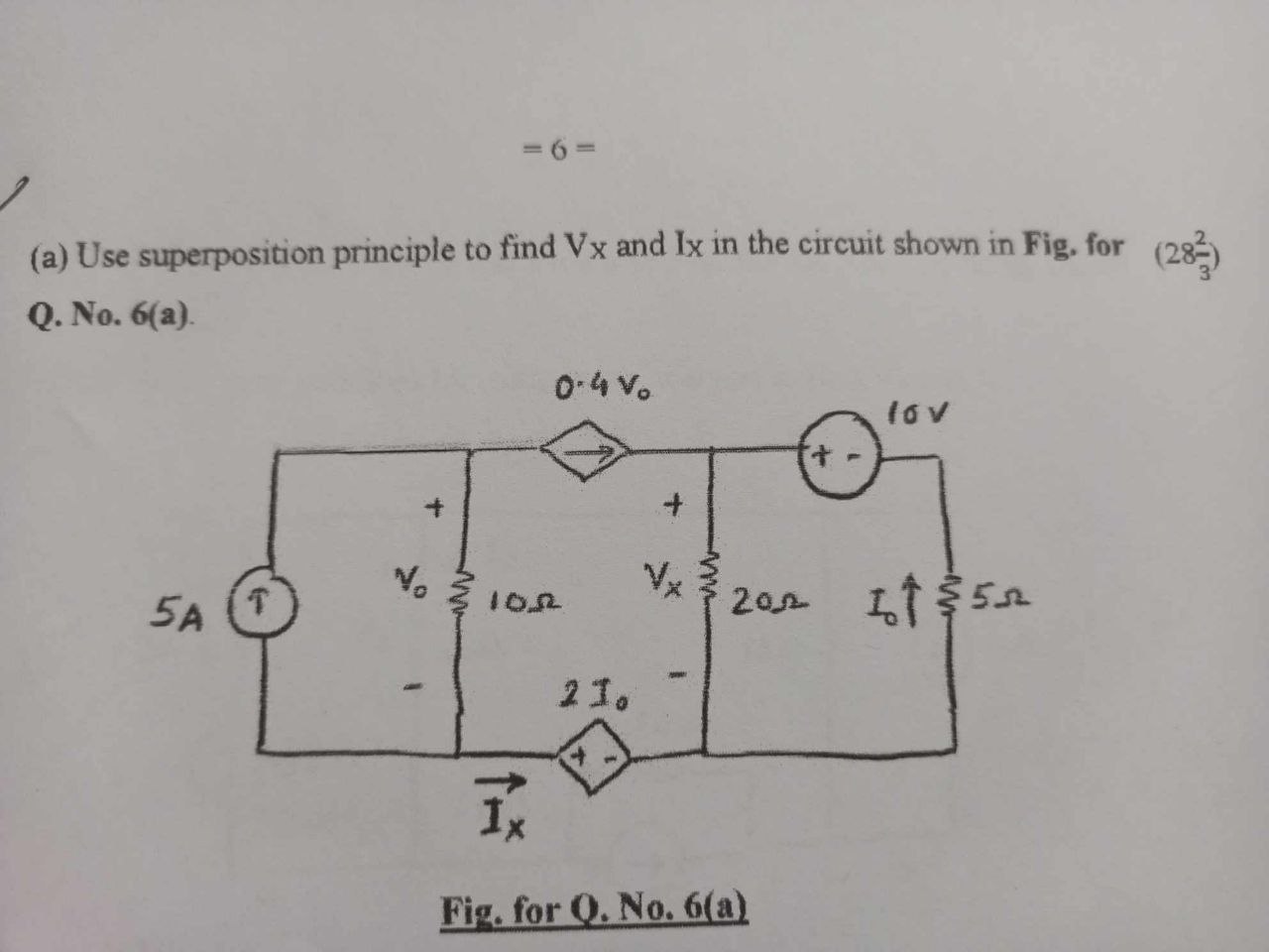 A Use Superposition Principle To Find Vx And Ix In 3706