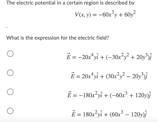 Solved The electric potential in a certain region is | Chegg.com