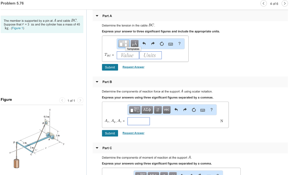 Solved Problem 5.76 4 of 6> Part A The member is supported | Chegg.com