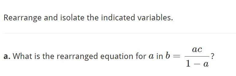 Solved Rearrange and isolate the indicated variables. a. | Chegg.com