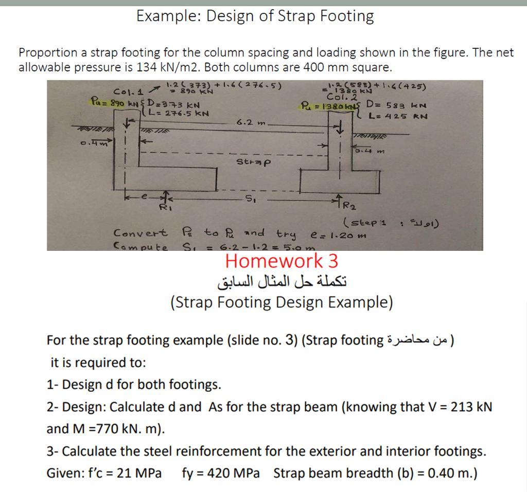 Example Design of Strap Footing Proportion a strap
