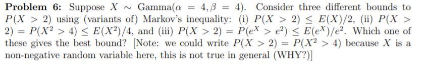 Solved Problem 6: Suppose X ~ Gamma(a = 4, B = 4). Consider | Chegg.com