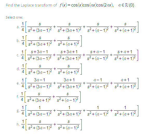 laplace transform of cos x
