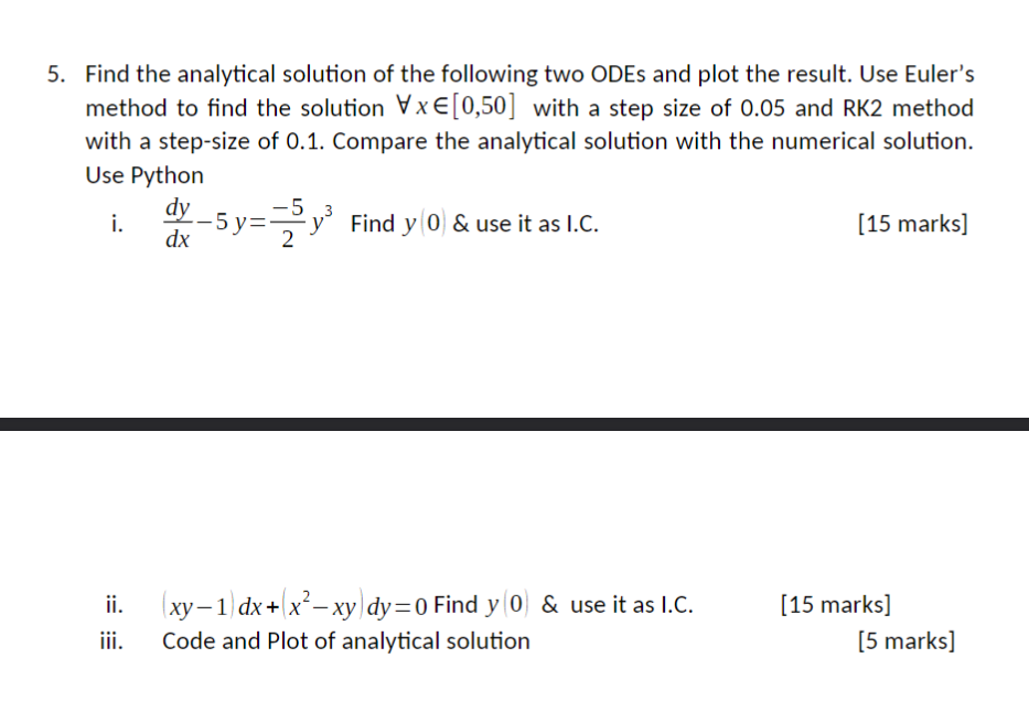 Solved 5. Find The Analytical Solution Of The Following Two | Chegg.com