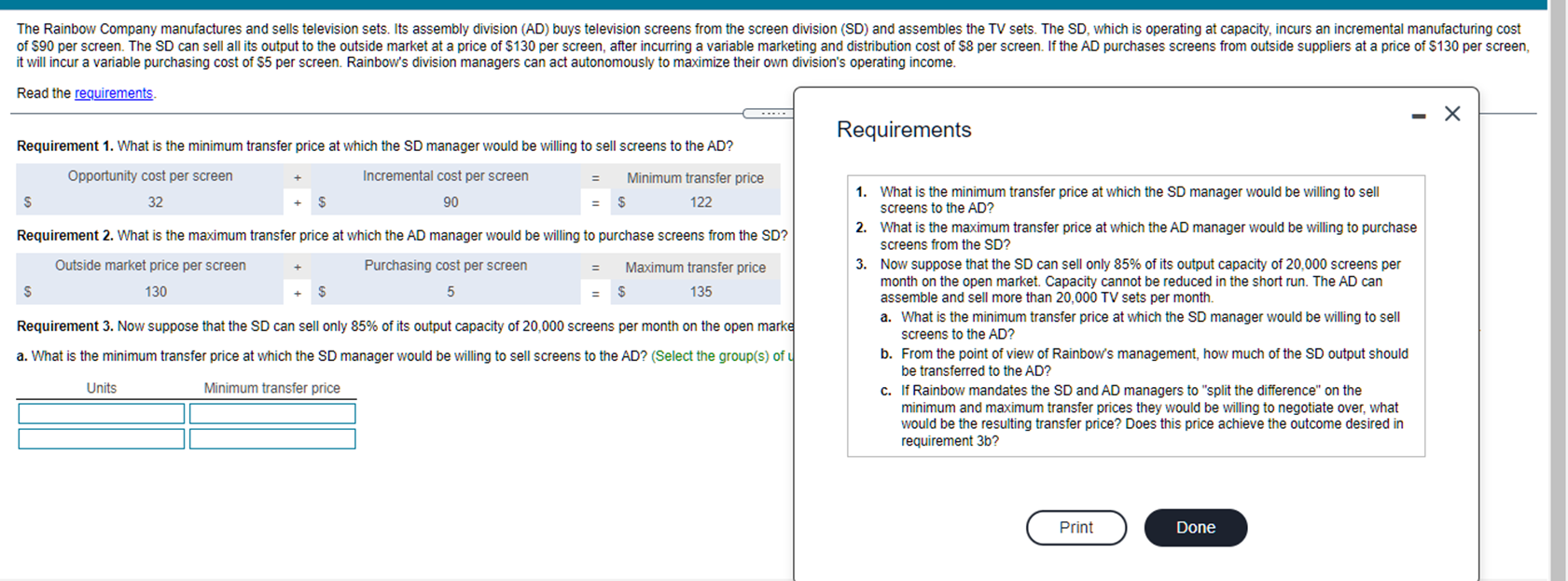 Solved The Rainbow Company manufactures and sells television