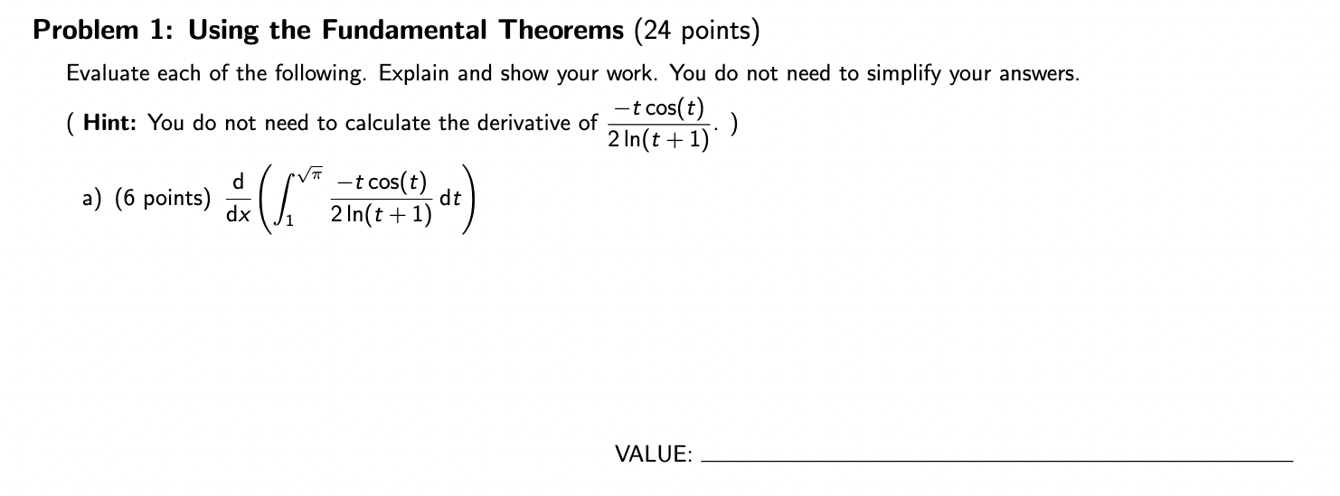 Problem 1: Using The Fundamental Theorems (24 Points) | Chegg.com