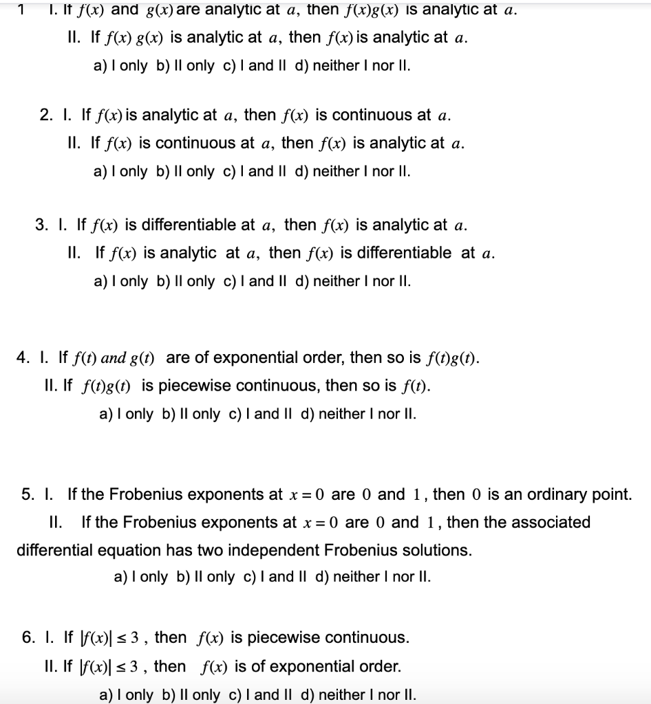 Solved 1 1 If F X And G X Are Analytic At A Then F X Chegg Com