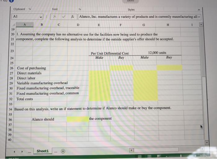 Solved Alanco, Inc. manufactures a variety of products and