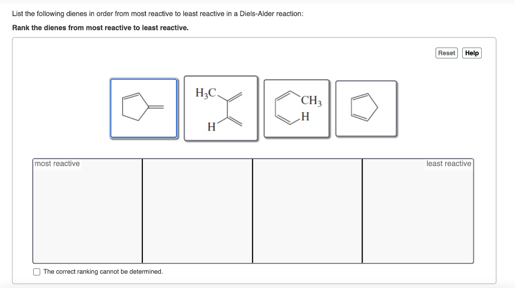 Solved List The Following Dienes In Order From Most Reactive | Chegg.com