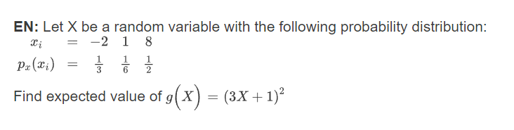 Solved EN: Let X be a random variable with the following | Chegg.com