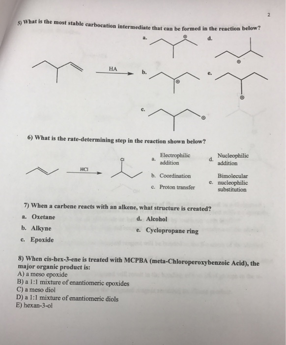 Solved What is the most stable carbocation intermediate that