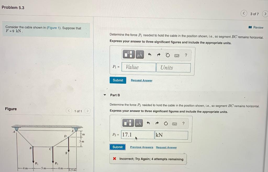 Solved Problem 5.3 3 Of 7 Consider The Cable Shown In | Chegg.com