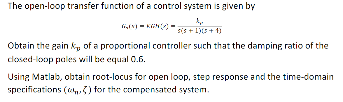 Solved The open-loop transfer function of a control system | Chegg.com