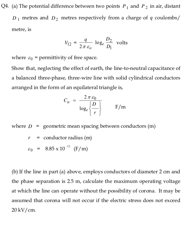 Solved Q4. (a) The potential difference between two points | Chegg.com