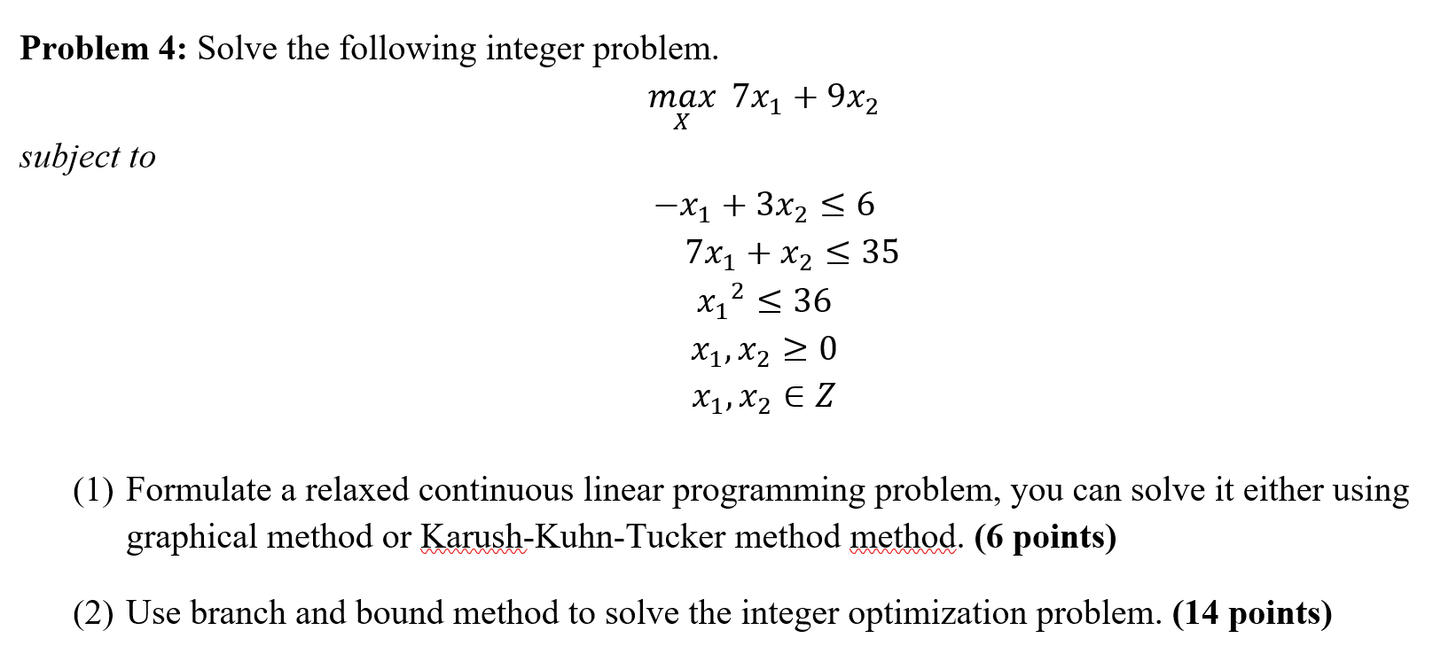 Solved Problem 4: Solve the following integer problem. max | Chegg.com