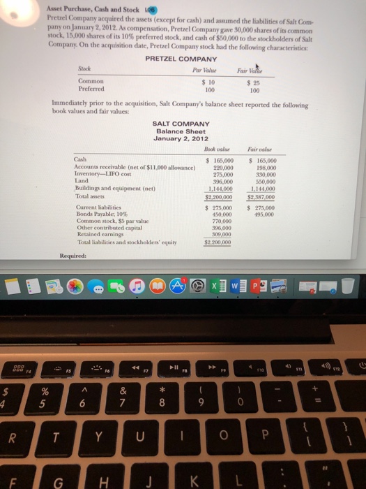 Solved Asset Purchase, Cash and Stock Pretzel Company