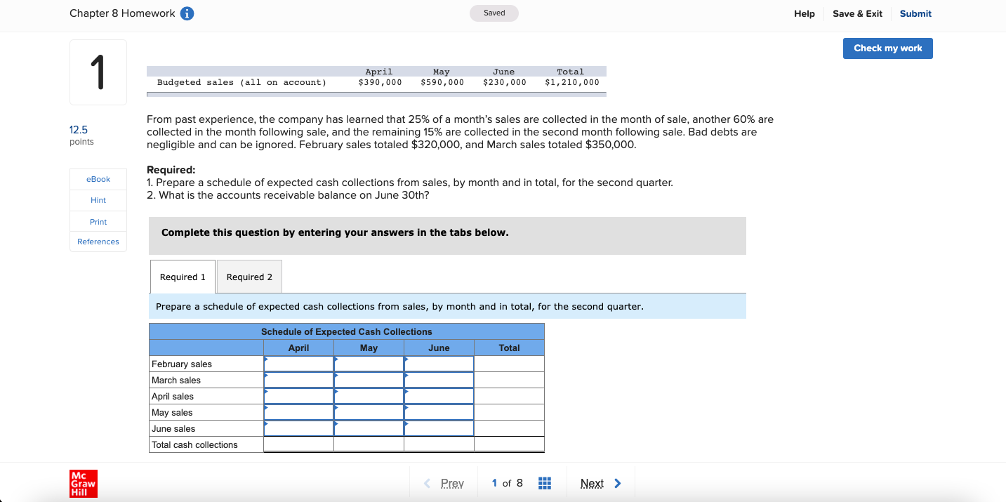Solved Chapter 8 Homework A Saved Help Save & Exit Submit | Chegg.com
