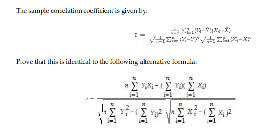 Solved The Sample Correlation Coefficient Is Given By Chegg Com
