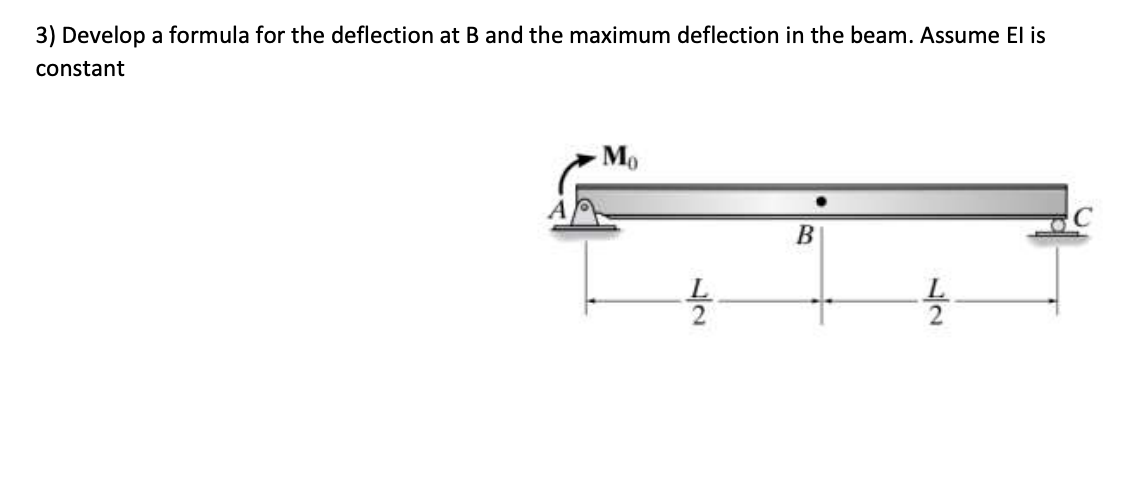 Solved 3) Develop a formula for the deflection at B and the | Chegg.com