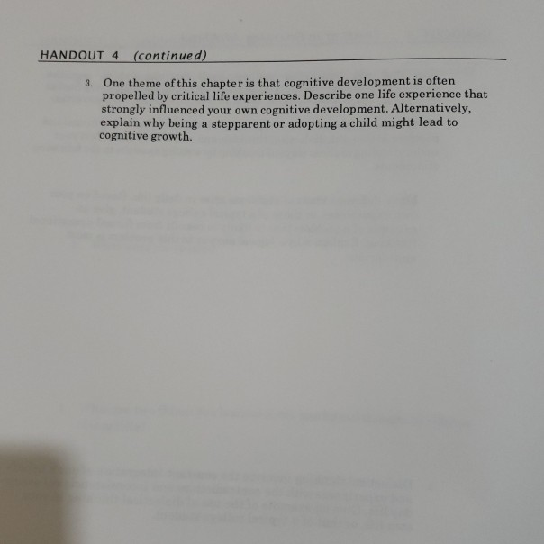 Solved HANDOUT 4 Thinking in Emerging Adulthood Now that you | Chegg.com
