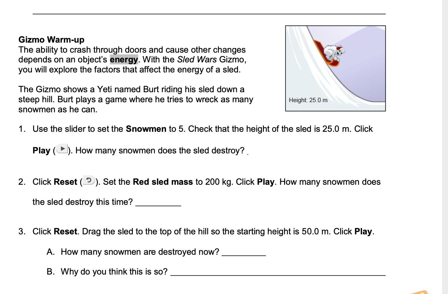 Solved Gizmo Warm Up The Ability To Crash Through Doors A Chegg Com