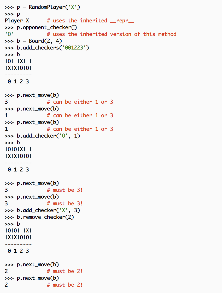 Define a class called RandomPlayer that can be | Chegg.com | Chegg.com