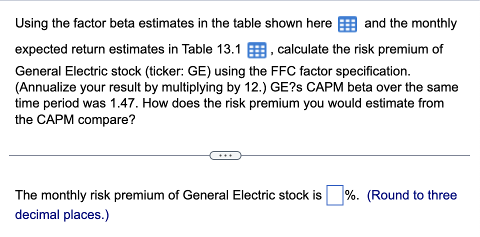 Solved Using the factor beta estimates in the table shown | Chegg.com
