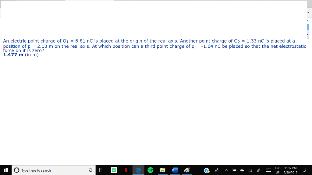 Solved An electric point charge of Q1 = 6.81 nC is placed at | Chegg.com
