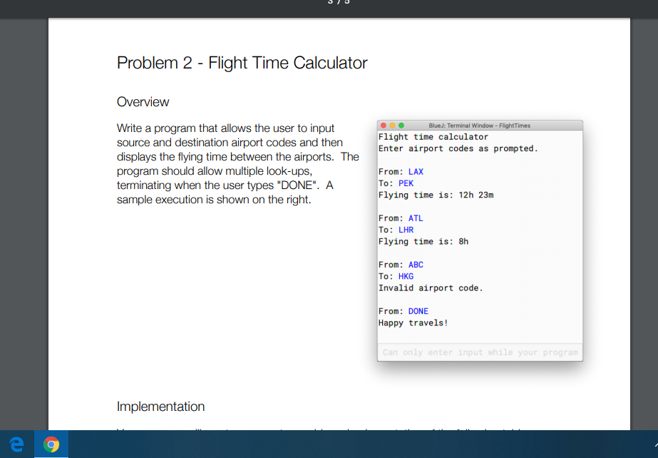 Solved Problem 2 Flight Time Calculator Overvievw BlueJ