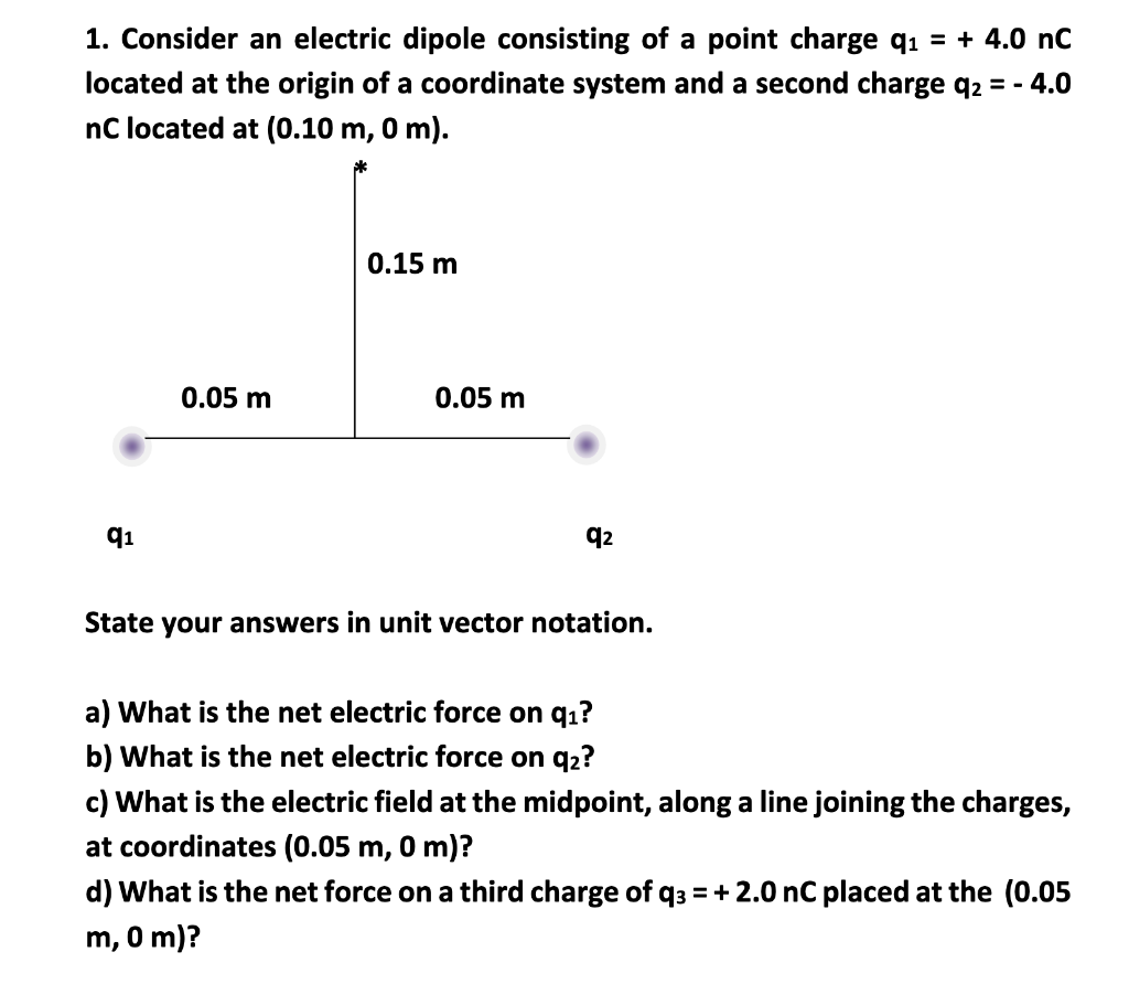 Solved 1. Consider an electric dipole consisting of a point | Chegg.com