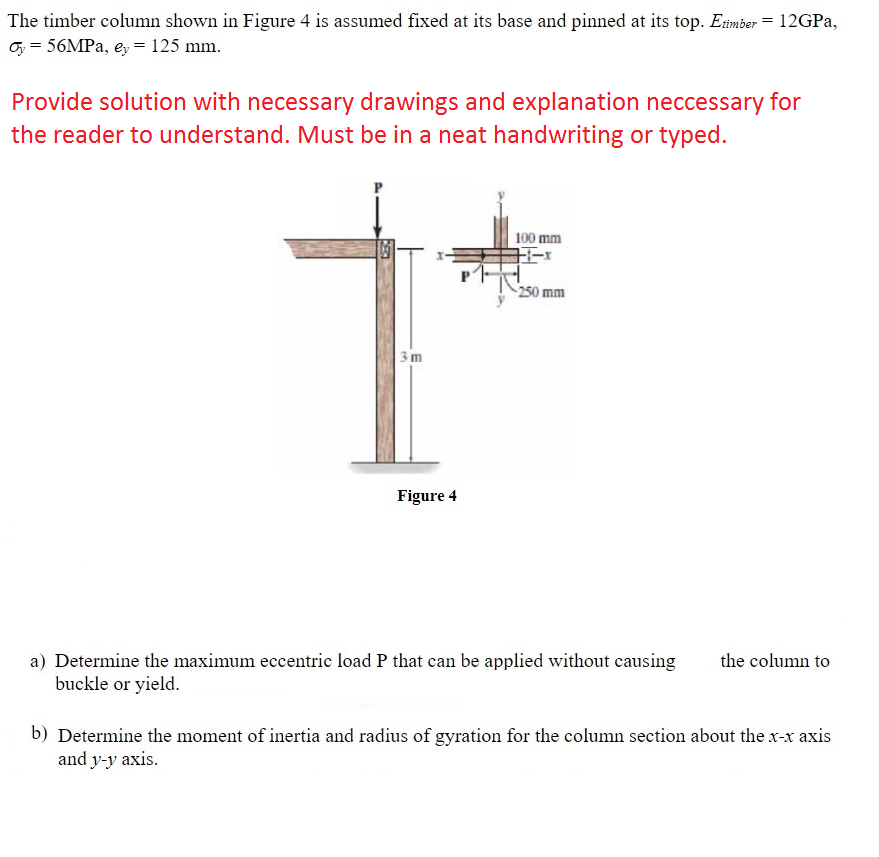 Column Fixed Levels Solved The timber column shown in Figure 4 is assumed fixed | Chegg.com