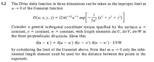 Solved The Dirac delta function in three dimensions can be | Chegg.com