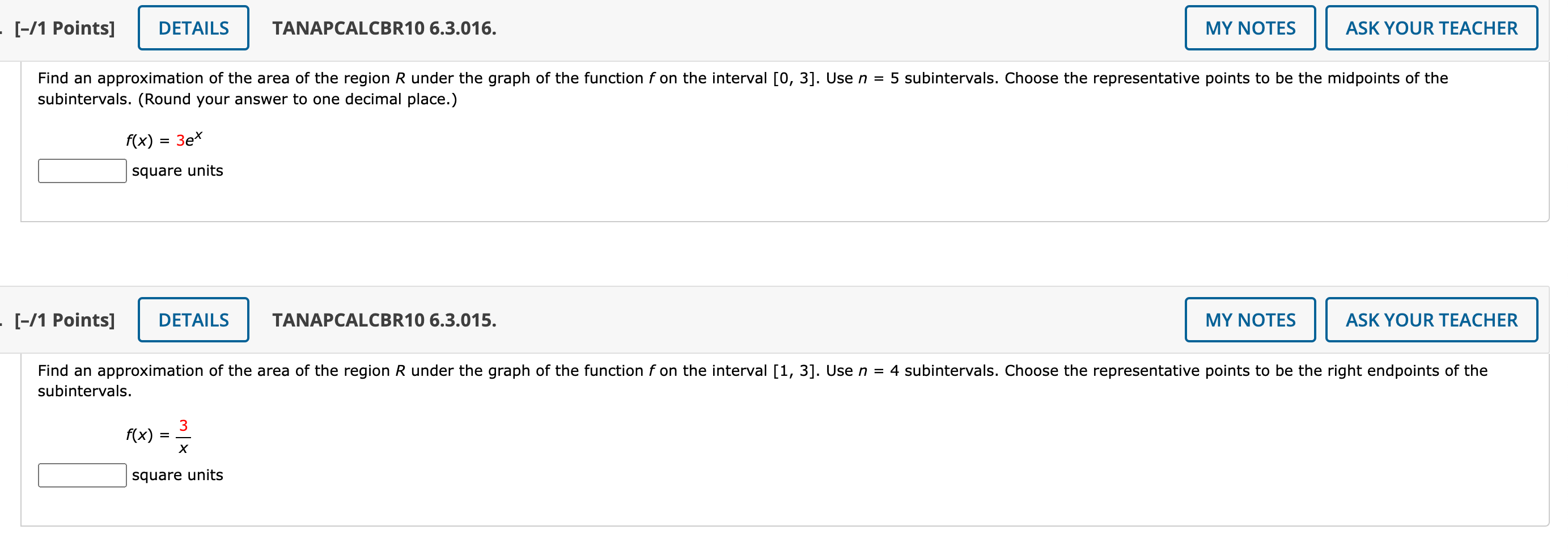 Solved - [-/1 Points] DETAILS TANAPCALCBR10 6.3.016. MY | Chegg.com