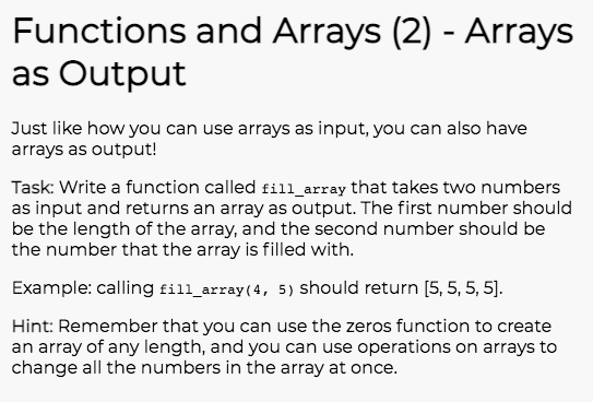 Solved Functions and Arrays (2) - Arrays as Output Just like | Chegg.com