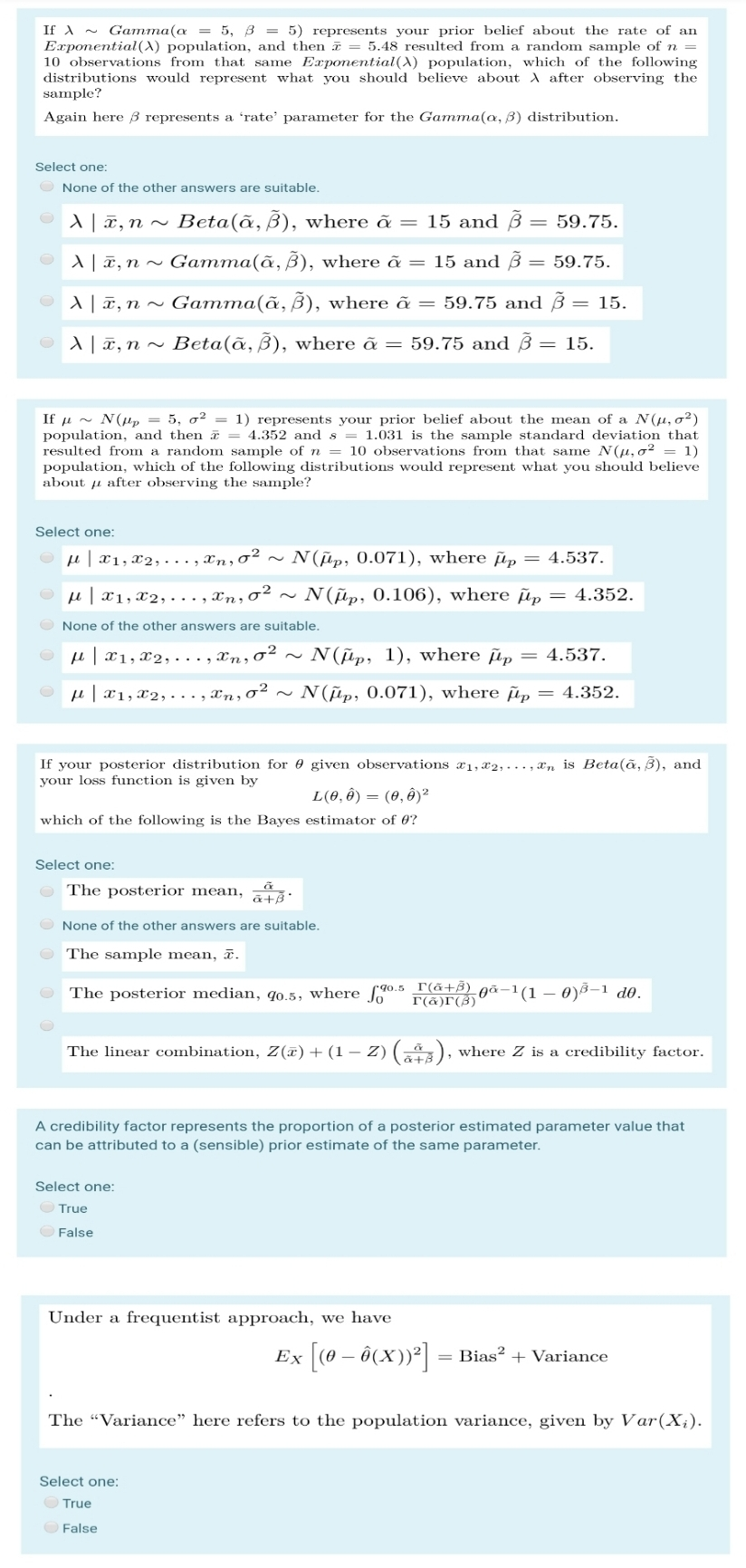 Solved If Gamma A 5 8 5 Represents Your Prior Bel Chegg Com