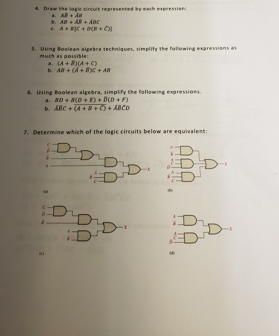 Solved 4 Draw The Logic Circuit