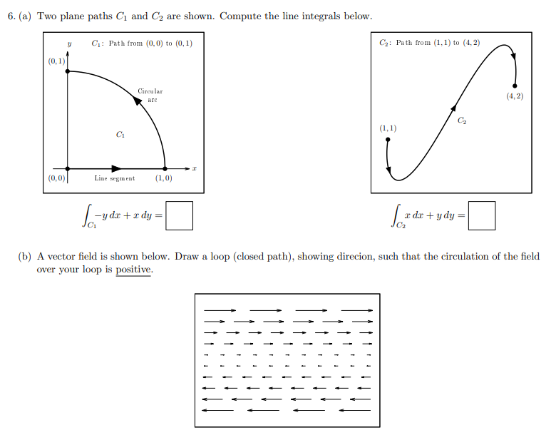 Solved 6. (a) Two Plane Paths C And C2 Are Shown. Compute | Chegg.com