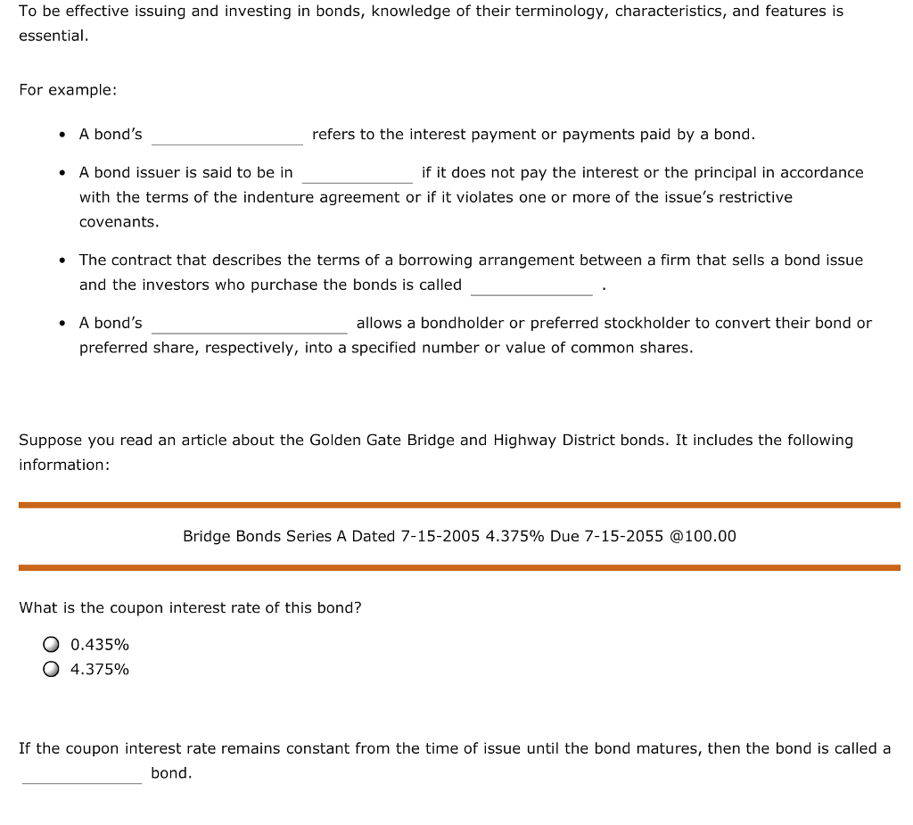 Solved To be effective issuing and investing in bonds,