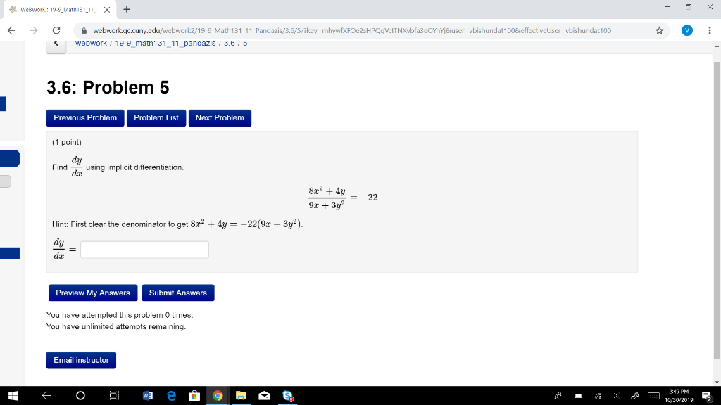 Solved WebWork : 19-9_Math 131_11_ X + - 0% € → C v | Chegg.com