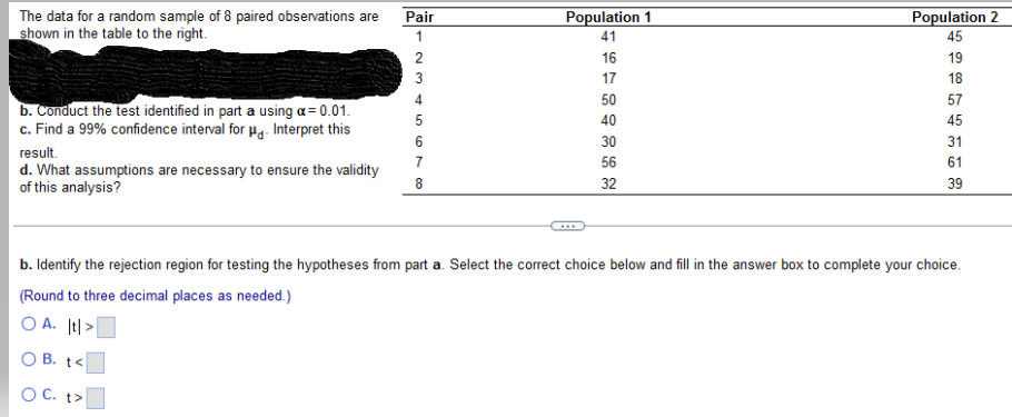 Solved The data for a random sample of 8 paired observations | Chegg.com